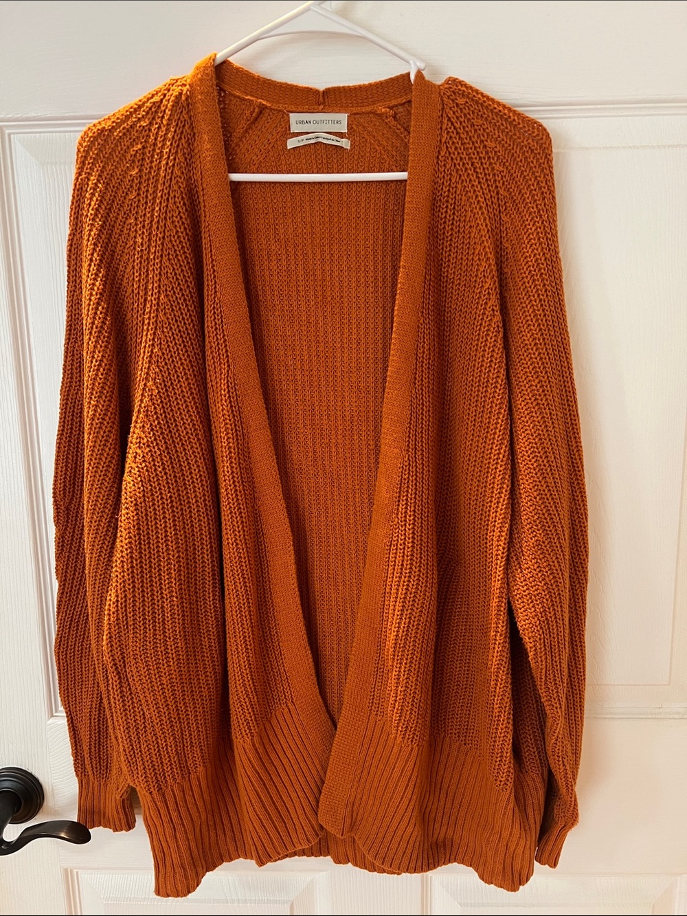 Urban Outfitters Burnt Orange Open-Front Chunky Knit Cardigan
